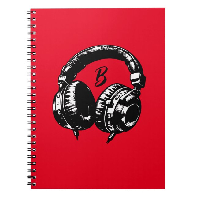 Black Music Headphone DJ Musical Anteckningsbok (Framsidan)