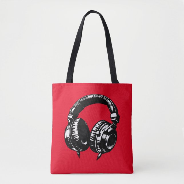 Black Music Headphone DJ Tygkasse (Framsida)