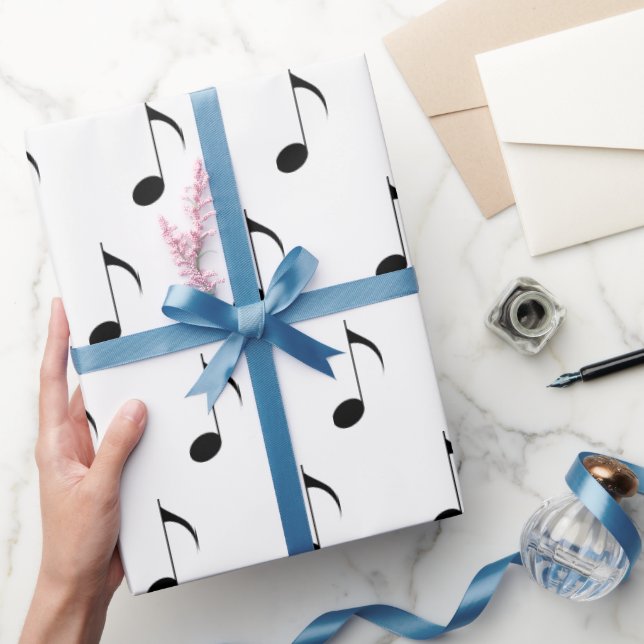 Black Musik noter på White Presentpapper (Gifting)