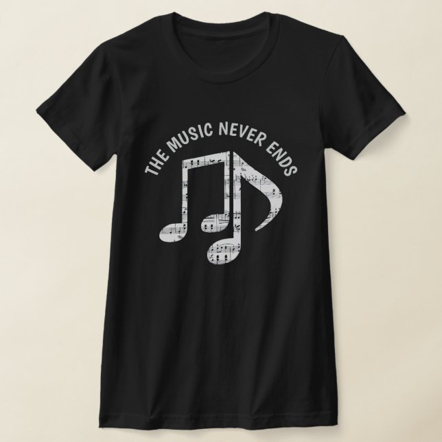 Black Musik noter T Shirt (Laydown)