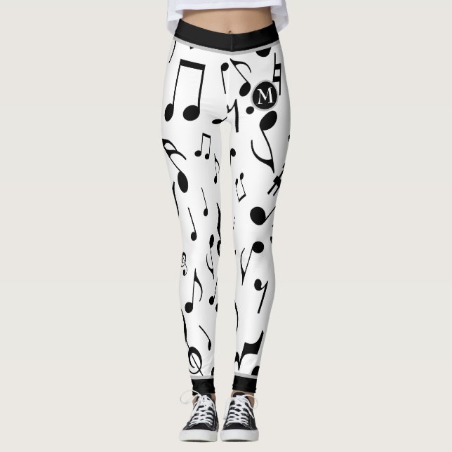 Black Musik noter White Leggings (Framsida)