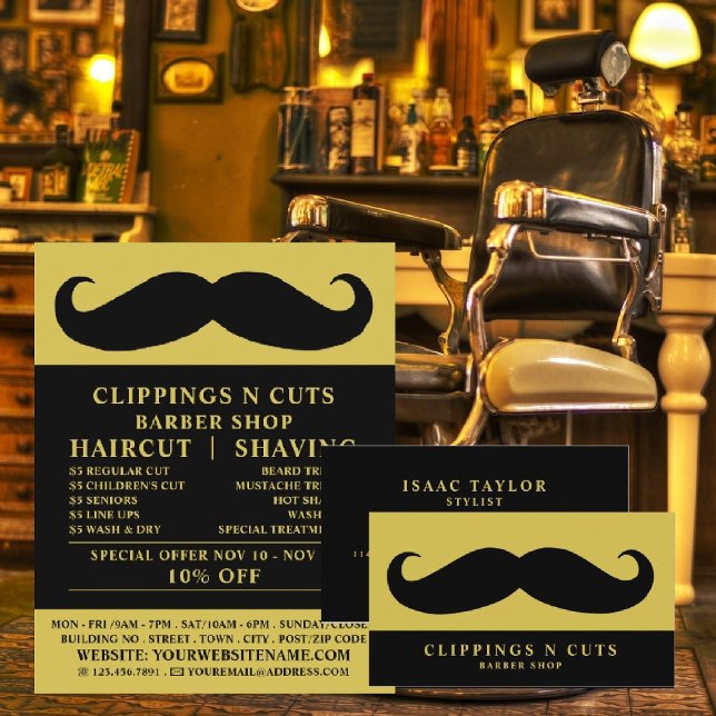 Black Mustache, Manar Barbers Affärskort Visitkort (Skapare uppladdad)