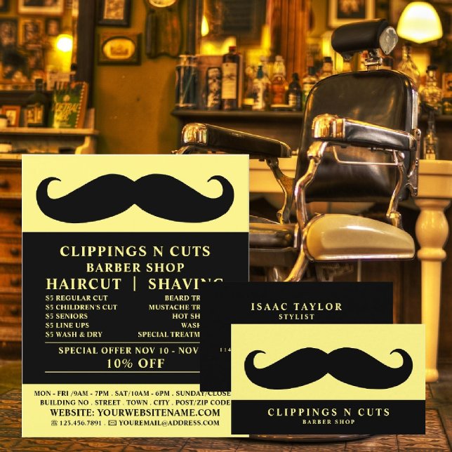 Black Mustache, Manar Barbers Reklamation Flygblad (Skapare uppladdad)