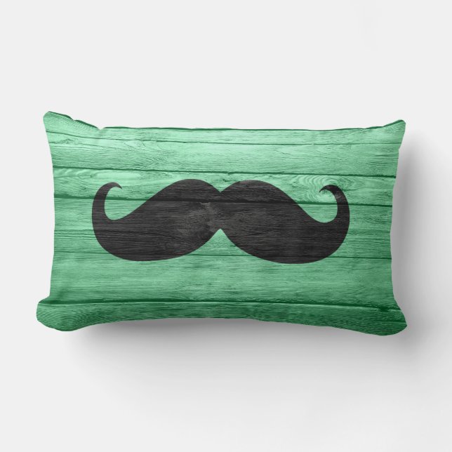 Black Mustache på Cyan Wood Lumbarkudde (Framsida)