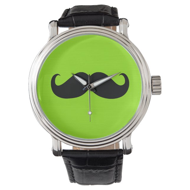 Black Mustache på Gröntens bakgrund Armbandsur (Framsida)
