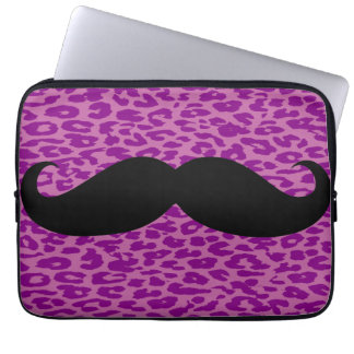 Black Mustache på Leopard Print Laptop Sleeve