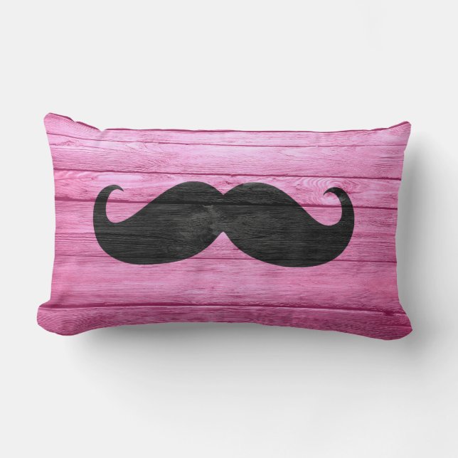 Black Mustache på Rosa Wood Lumbarkudde (Framsida)