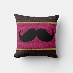 Black Mustache Pansy Lila Burlap Jute Background Kudde