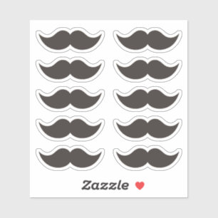 Black Mustacher Mustache Set med 10 Stickers Klistermärken