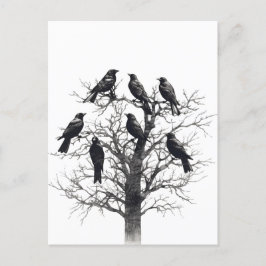 Black Mysic Träd Flock Design för gemensam Kråka Vykort