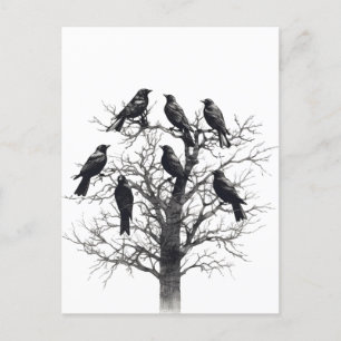Black Mysic Träd Flock Design för gemensam Kråka Vykort