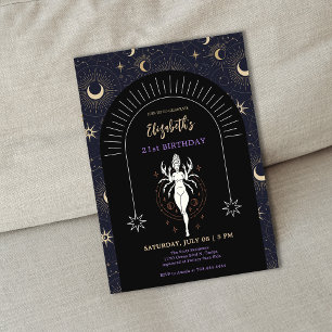 Black Mystic Cancer Zodiac 21:a födelsedagen Inbjudningar