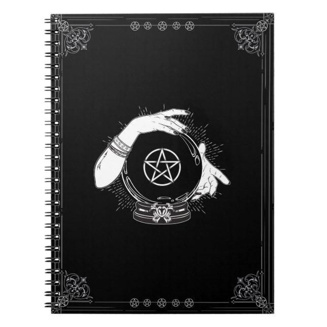 Black Mystic Fortune Teller Mystical Crystal Boll Anteckningsbok (Framsidan)