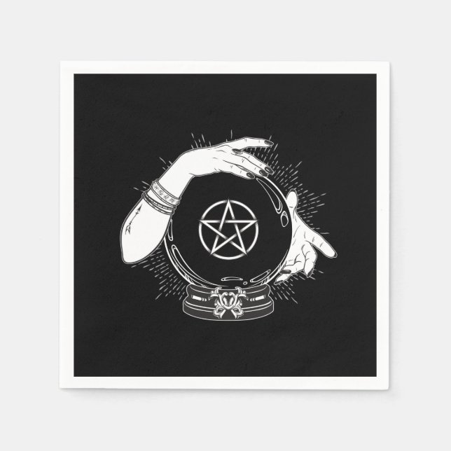 Black Mystic Fortune Teller Mystical Crystal Boll Pappersservett (Framsidan)