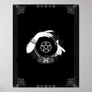 Black Mystic Fortune Teller Mystical Crystal Boll Poster
