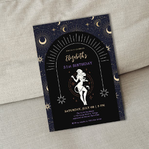 Black Mystic Leo Zodiac 21:a födelsedagen Inbjudningar
