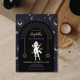 Black Mystic Libra Zodiac 21:a födelsedagen Inbjudningar