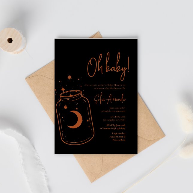 Black Mystic och Celestial Flaska Baby Shower Inbjudningar (Skapare uppladdad)