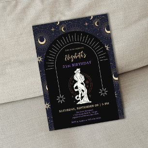 Black Mystic Våg Zodiac 21:a födelsedagen Inbjudningar