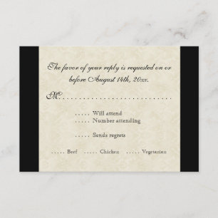 Black n Cream Fleur de Lis Damask Wedding OSA Kort