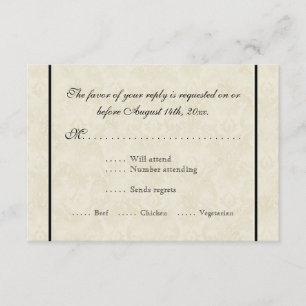 Black n Cream Fleur de Lis Damask Wedding OSA Kort
