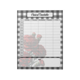Black n White Blommigt Gingham _ Clinical Timetabl Anteckningsblock