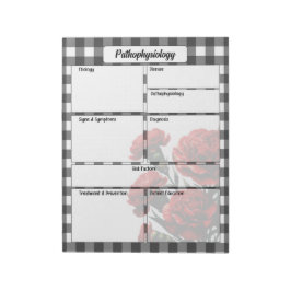 Black n White Blommigt Gingham_ Pathophysiology Te Anteckningsblock