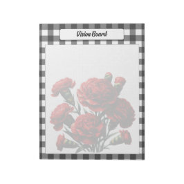Black n White Blommigt Gingham _ Vision Board Anteckningsblock