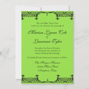 Black n White Fleur de Lis Damask Wedding Inbjudningar