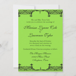 Black n White Fleur de Lis Damask Wedding Inbjudningar