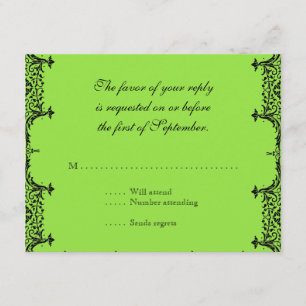 Black n White Fleur de Lis Damask Wedding OSA Kort
