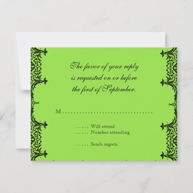 Black n White Fleur de Lis Damask Wedding OSA Kort (Framsida)
