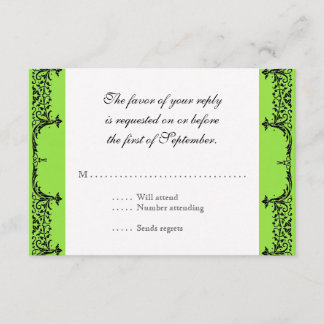 Black n White Fleur de Lis Damask Wedding OSA Kort