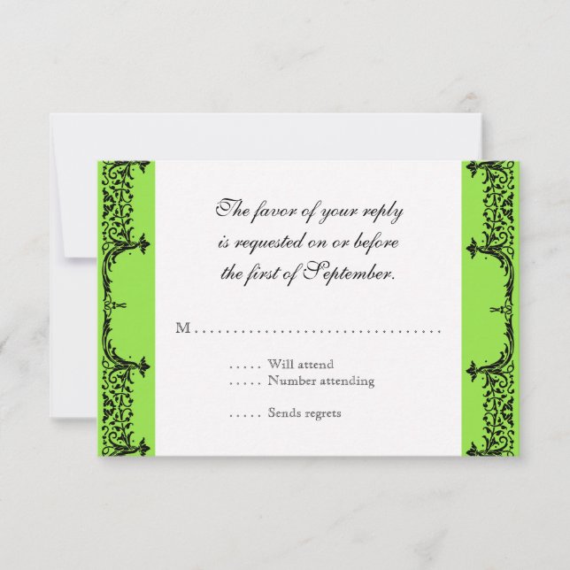 Black n White Fleur de Lis Damask Wedding OSA Kort (Framsida)