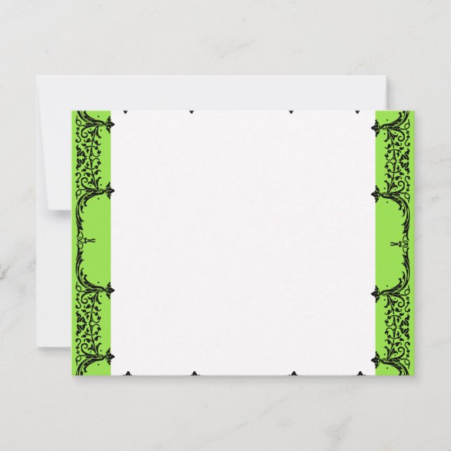 Black n White Fleur de Lis Tackkort Bröllop Anteckningskort (Framsida)