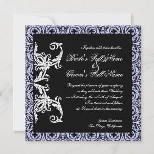 Black n White Lavender Circle Damask Wedding Inbjudningar