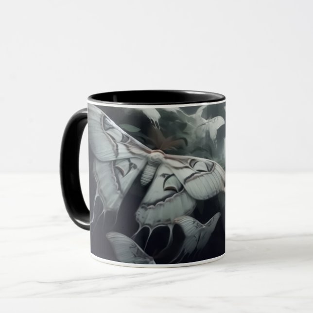 Black n White Moth Coffee Mugg (Framsida vänster)
