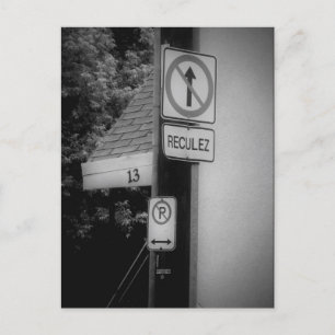 Black n White Street Signs Modern Art Contemporary Vykort