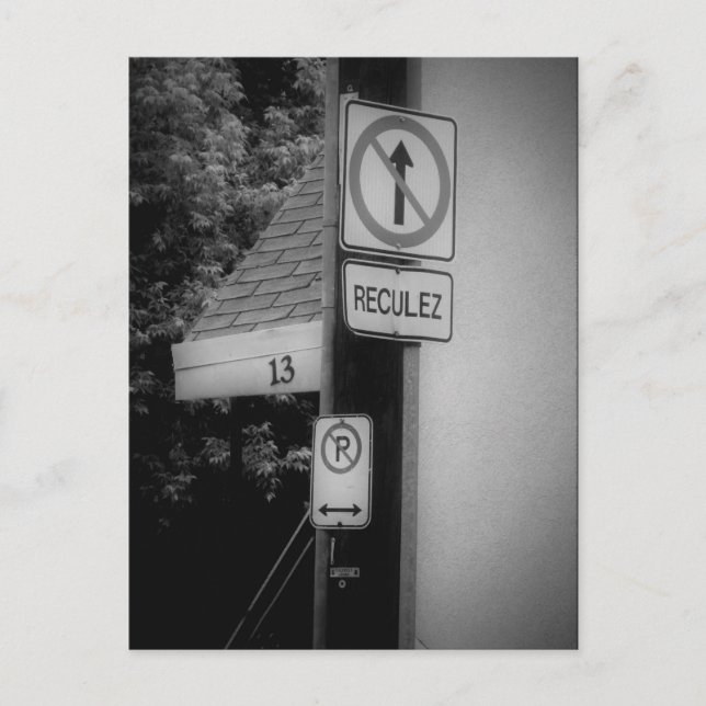 Black n White Street Signs Modern Art Contemporary Vykort (Framsida)