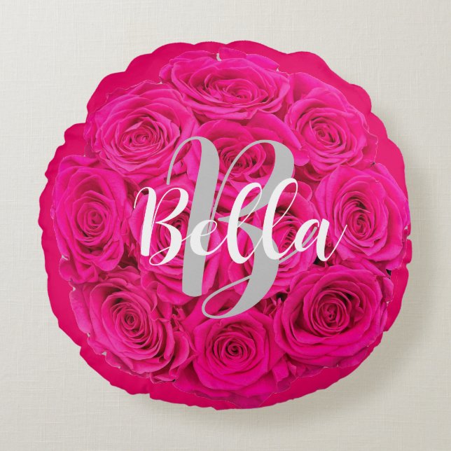 Black Namn Personlig Rosa Rund Kudde (Framsidan)