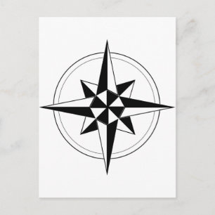 Black Nautical Compass Vykort