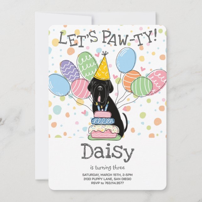 Black Neapolitan Mastiff Hund Birthday Inbjudningar (Framsida)