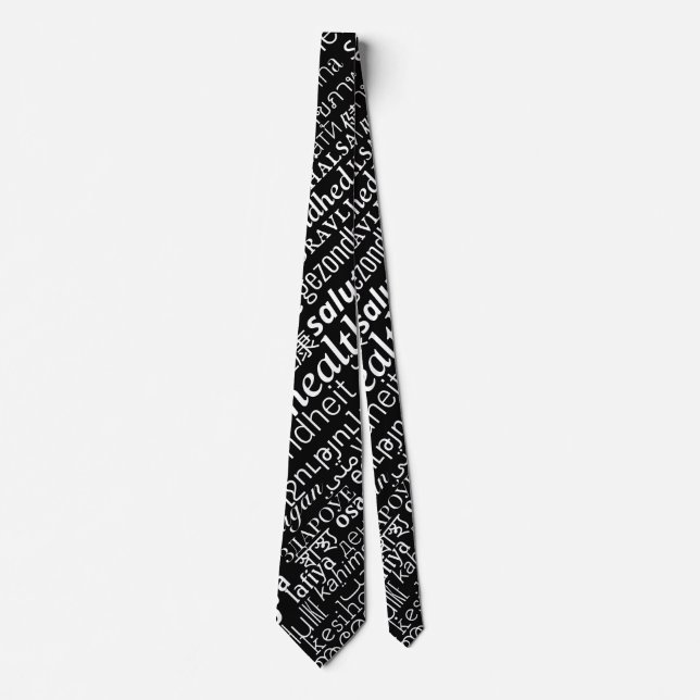 Black Neck Tie med Text Health - Anpassningsbar Fä Slips (Framsida)