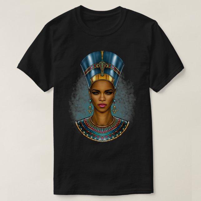 Black Nefertiti Melanin Queen Egyptens Women Black T Shirt (Design framsida)