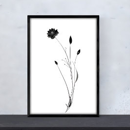 Bläck Nelumbo Art - Fungerande Blommigt design Poster