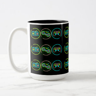 Black & Neon Gamer Två-Tonad Mugg