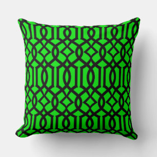 Black Neon Grönt Moroccan Trellis Decor Pillow Kudde