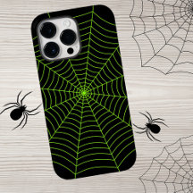 Black neon grönt spindelnät Halloween mönster