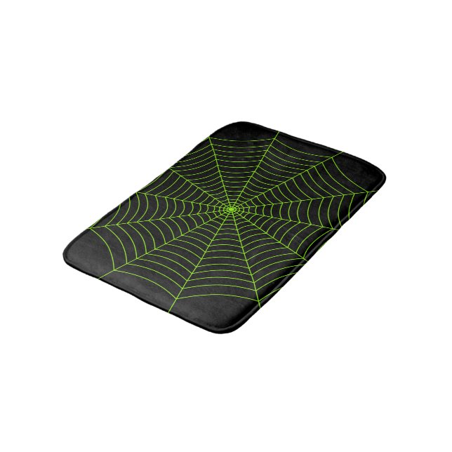 Black neon grönt spindelnät Halloween mönster Badrumsmatta (Vinklad)