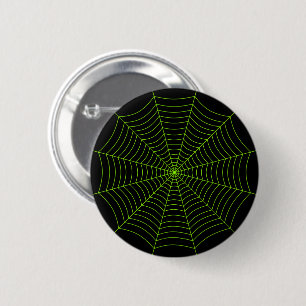 Black neon grönt spindelnät Halloween mönster Knapp